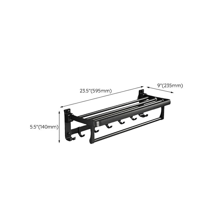 Kalsten | Contemporary bathroom accessory set with black finish and bath shelf/towel bar