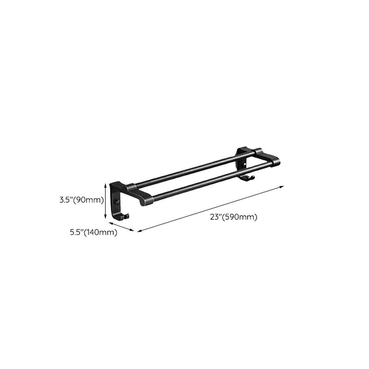 Kalsten | Contemporary bathroom accessory set with black finish and bath shelf/towel bar