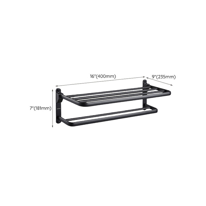 Kalsten | Contemporary bathroom accessory set with black finish and bath shelf/towel bar