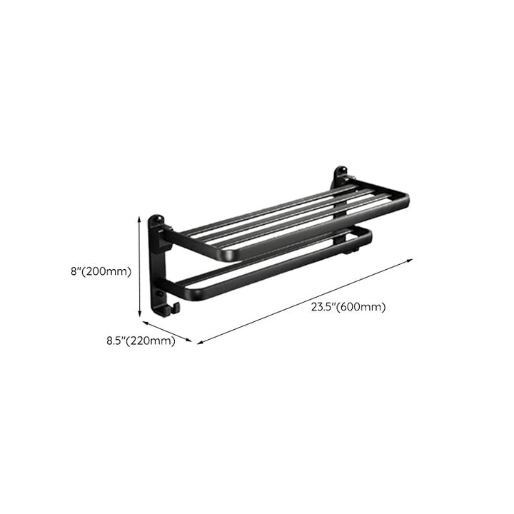 Kalsten | Contemporary bathroom accessory set with black finish and bath shelf/towel bar