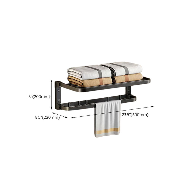 Kalsten | Contemporary bathroom accessory set with black finish and bath shelf/towel bar