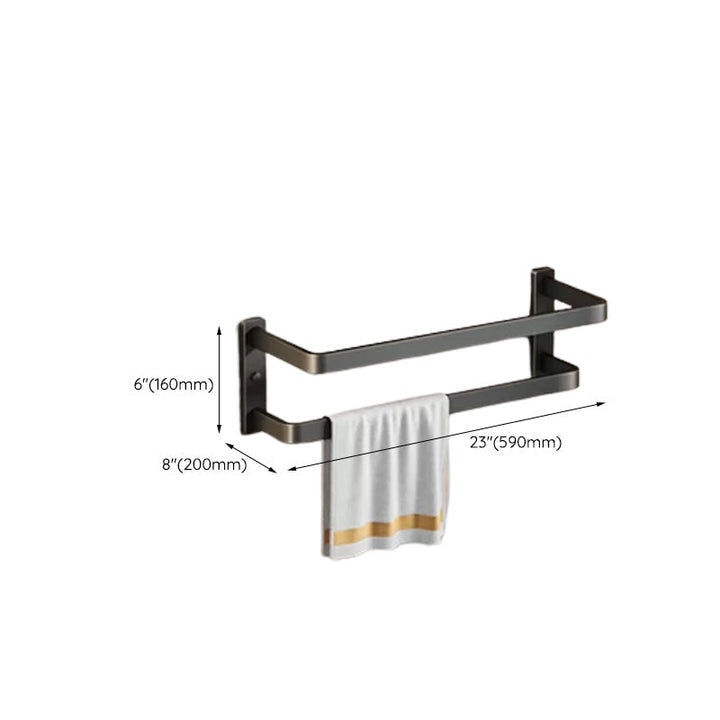Kalsten | Contemporary bathroom accessory set with black finish and bath shelf/towel bar