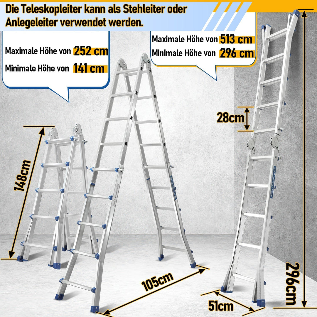 Telescopic ladder Multifunctional ladder 3 in 1 Aluminum ladder | Kalsten