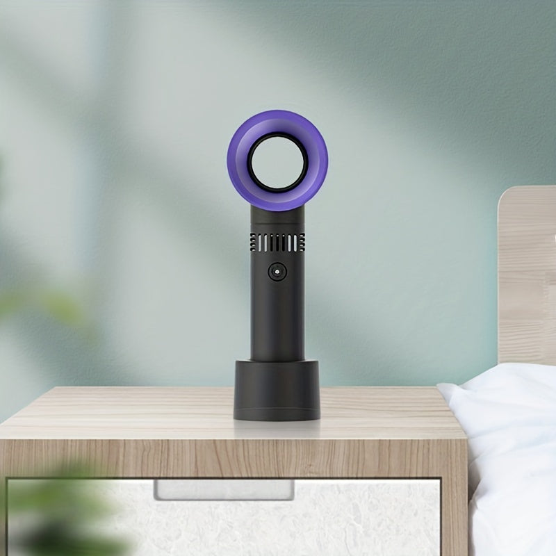 1pc USB Rechargeable Bladeless Handheld Fan - Portable Mini Desk Fan with 3 Speeds for Travel, Camping, Office, and Room Use | Kalsten