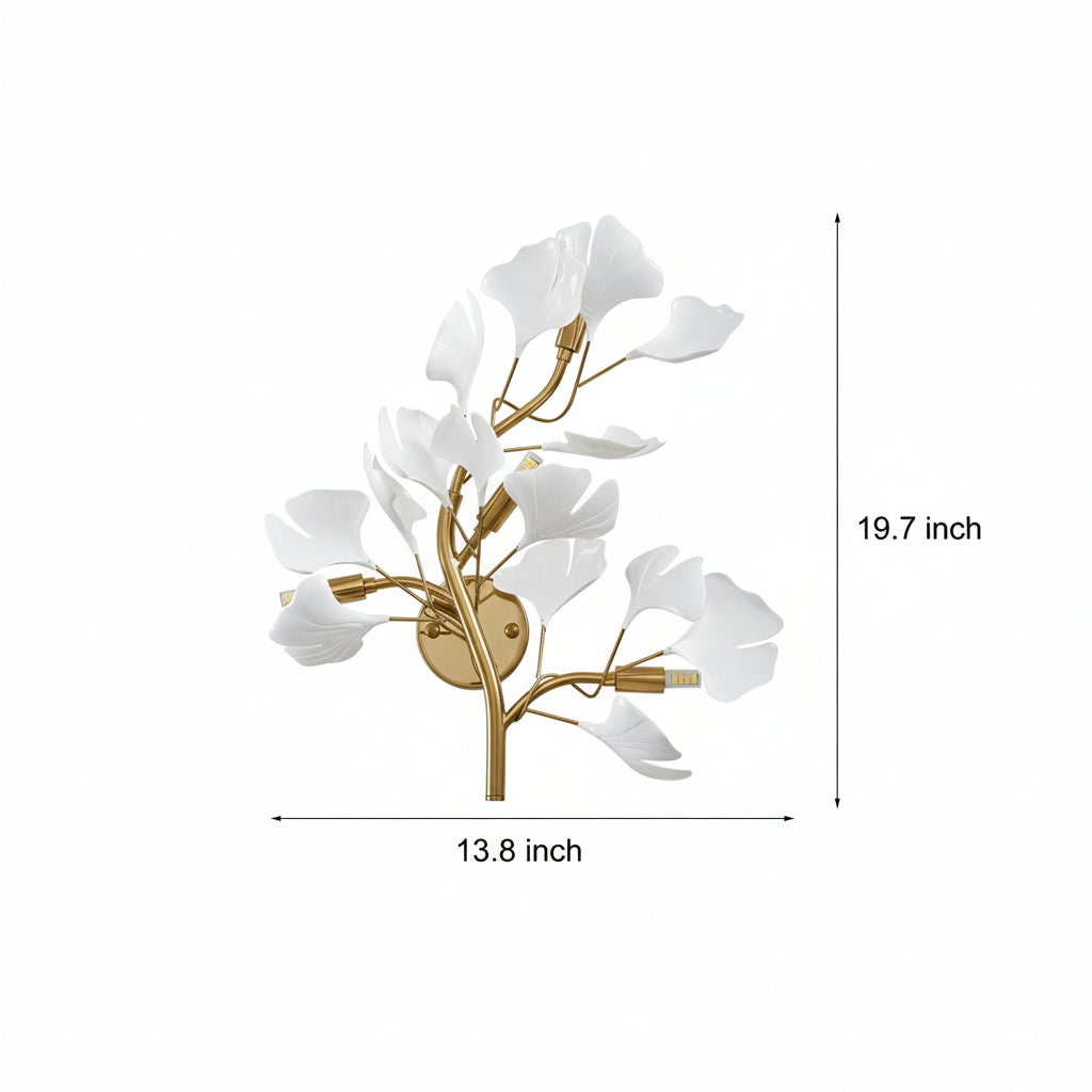 Nordic Gold Leaves & Branches Wall Sconce – 3-Color Dimmable LED Botanical Art Light - Iron | Kalsten