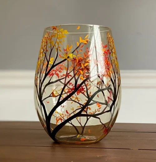 Four Seasons Hand-Painted Wine Glass