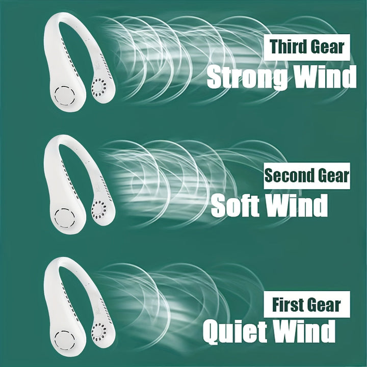 1Pc New Mini Neck Fan Portable Bladeless Hanging Neck Rechargeable Air Cooler 3 Speed Mini Summer Sports Fans | Kalsten