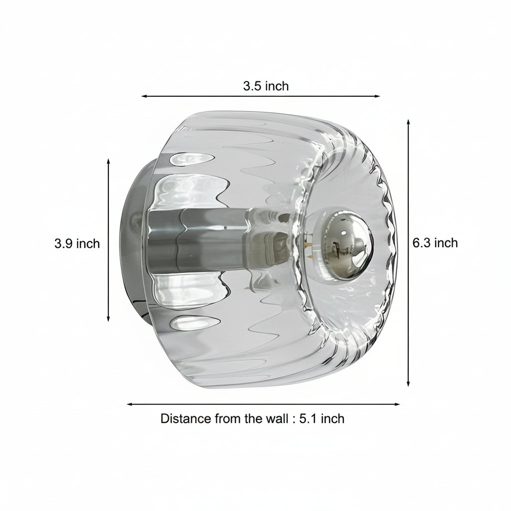 LED Wall Sconce Light – Modern Jellyfish Round Glass (16x13cm / 6.3x5.1in) | Kalsten