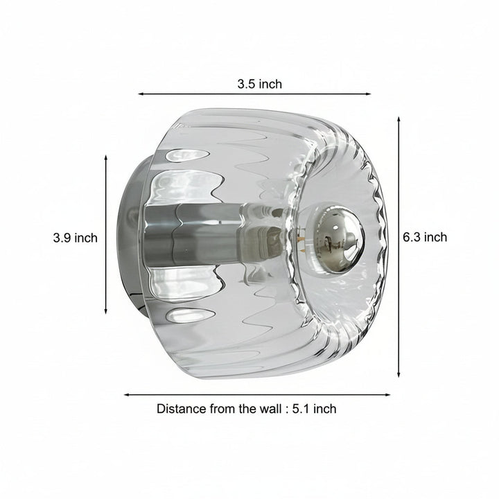 LED Wall Sconce Light – Modern Jellyfish Round Glass (16x13cm / 6.3x5.1in) | Kalsten