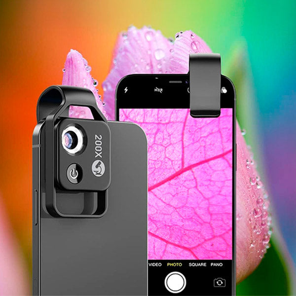 Kalsten | MicroZoom Clip-On Phone Microscope – 200x Magnification Lens with LED Light