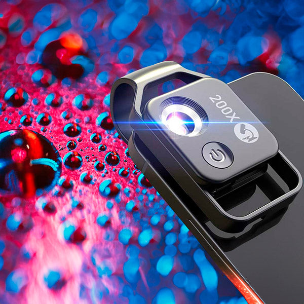 Kalsten | MicroZoom Clip-On Phone Microscope – 200x Magnification Lens with LED Light