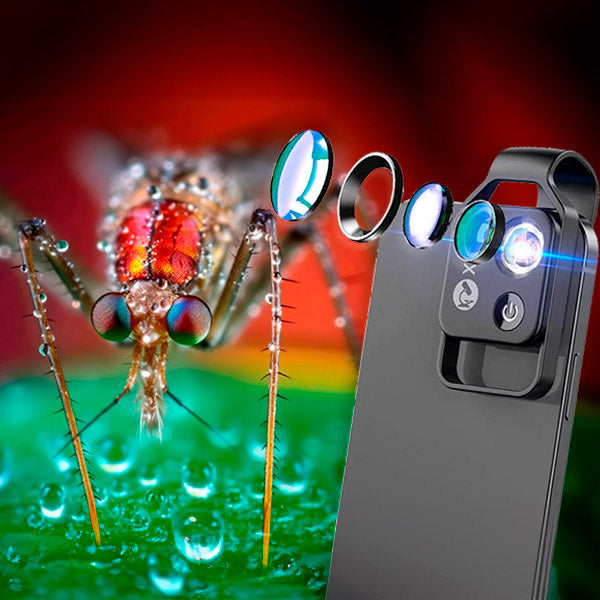 Kalsten | MicroZoom Clip-On Phone Microscope – 200x Magnification Lens with LED Light