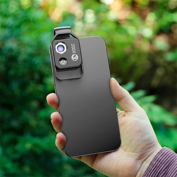 Kalsten | MicroZoom Clip-On Phone Microscope – 200x Magnification Lens with LED Light