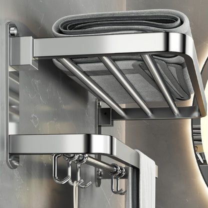 BowLift | Polished Chrome Modern Bathroom Accessory Set in Stainless Steel with Bath Shelf/Towel Bar