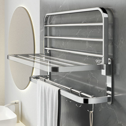 BowLift | Polished Chrome Modern Bathroom Accessory Set in Stainless Steel with Bath Shelf/Towel Bar