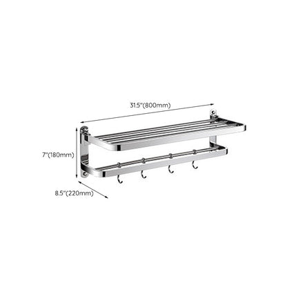 BowLift | Polished Chrome Modern Bathroom Accessory Set in Stainless Steel with Bath Shelf/Towel Bar