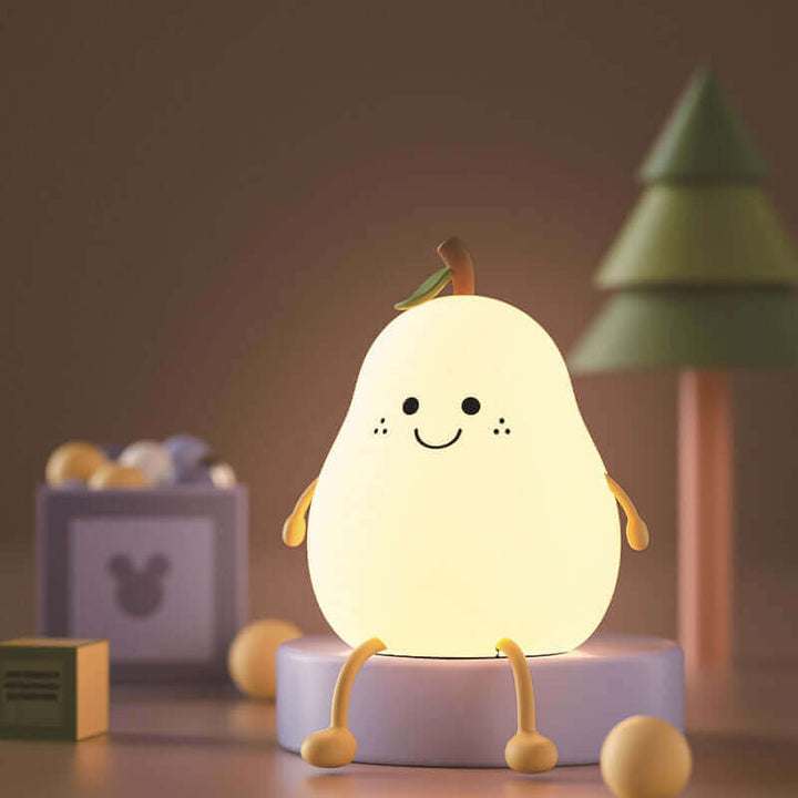 LED Pear Fruit Night Light USB Rechargeable Dimming Touch Silicone Table Lamp Bedroom Bedside Decoration Couple Gift Boby Light | Kalsten