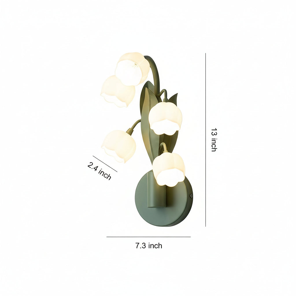 LED Wall Sconce Light – French Country Floral Bellflower Glass (33x18cm / 12.9x7in) | Kalsten