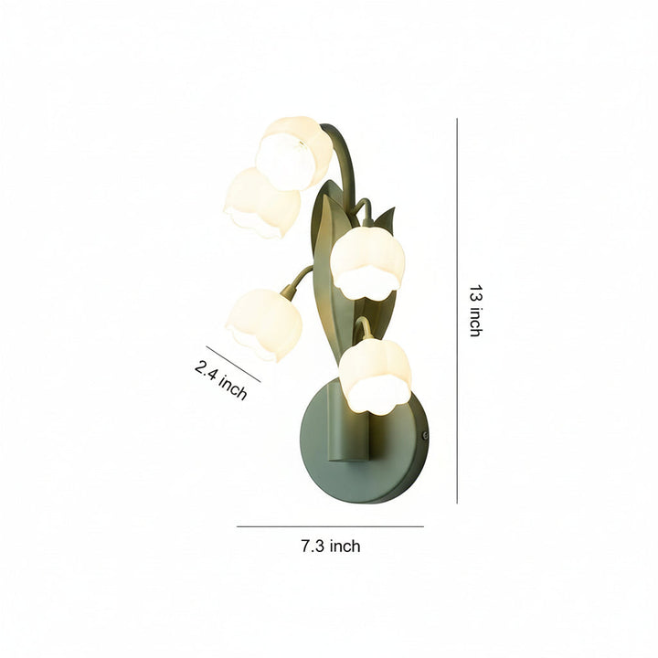 LED Wall Sconce Light – French Country Floral Bellflower Glass (33x18cm / 12.9x7in) | Kalsten