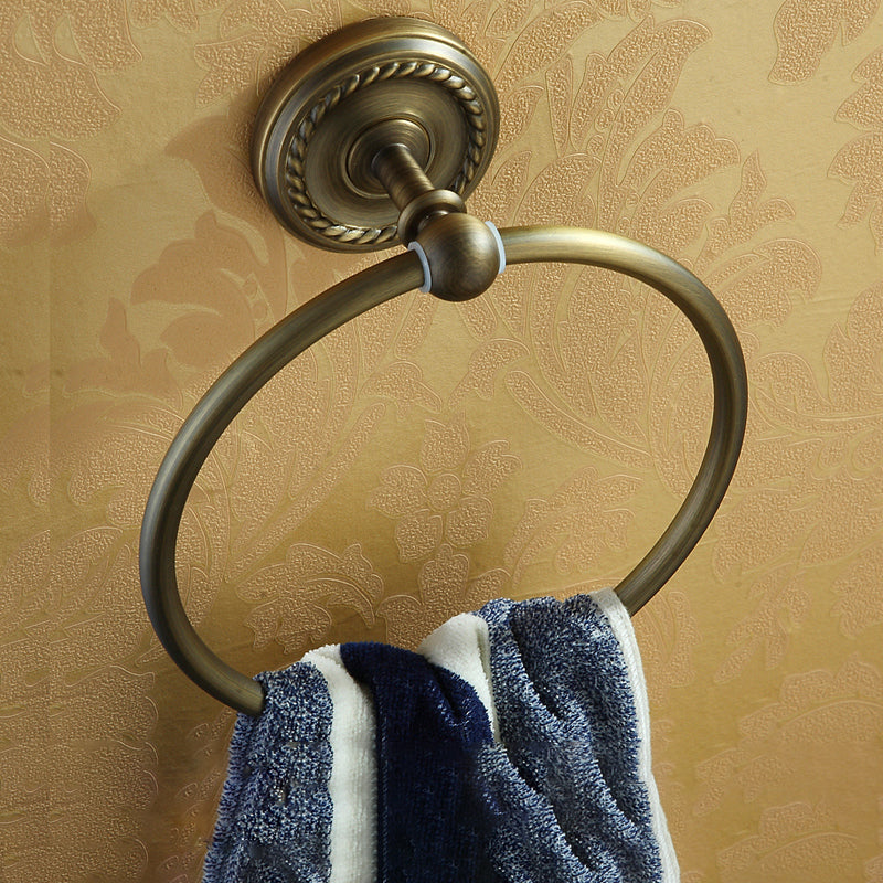 Kalsten | Worn Brass Traditional Bathroom Set with Bath Shelf/Paper Holder & Towel Bar