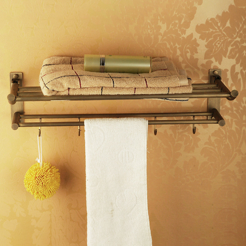 Kalsten | Worn Brass Traditional Bathroom Set with Bath Shelf/Paper Holder & Towel Bar