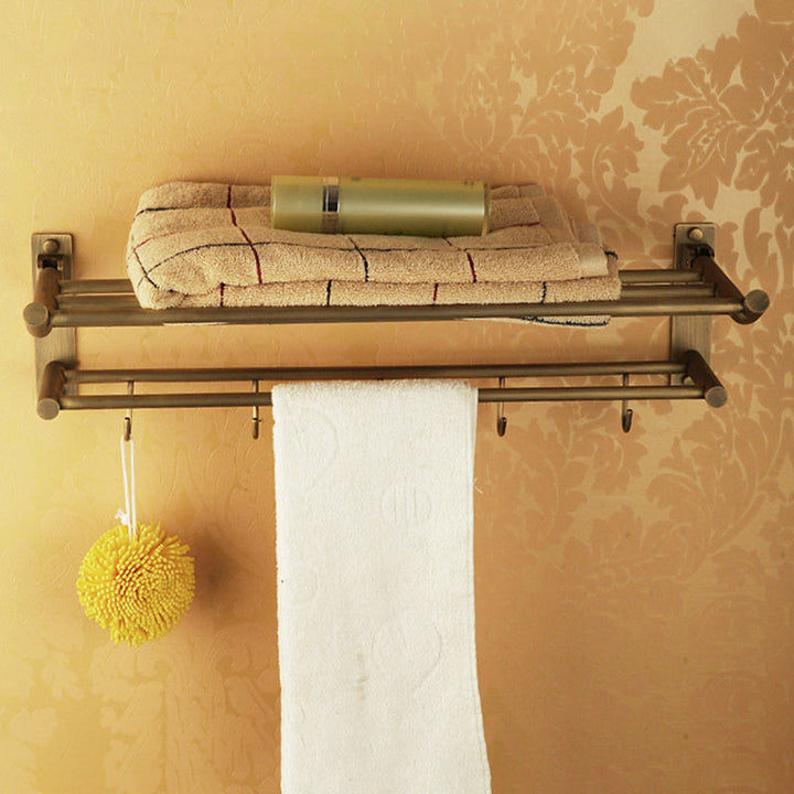 Kalsten | Worn Brass Traditional Bathroom Set with Bath Shelf/Paper Holder & Towel Bar