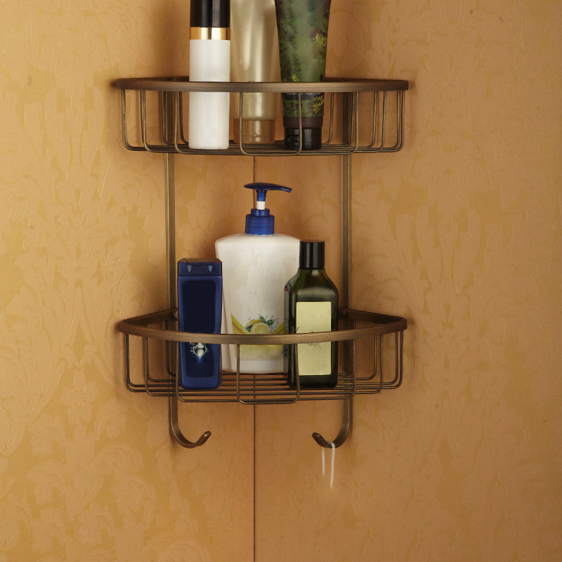 Kalsten | Worn Brass Traditional Bathroom Set with Bath Shelf/Paper Holder & Towel Bar