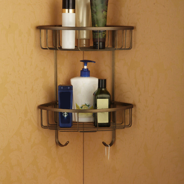 Kalsten | Worn Brass Traditional Bathroom Set with Bath Shelf/Paper Holder & Towel Bar