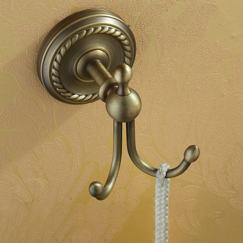 Kalsten | Worn Brass Traditional Bathroom Set with Bath Shelf/Paper Holder & Towel Bar