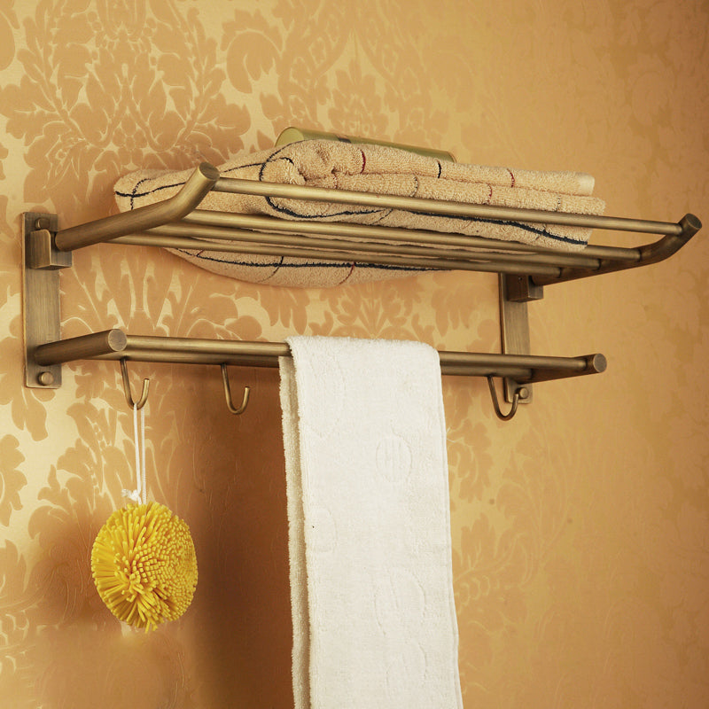 Kalsten | Worn Brass Traditional Bathroom Set with Bath Shelf/Paper Holder & Towel Bar