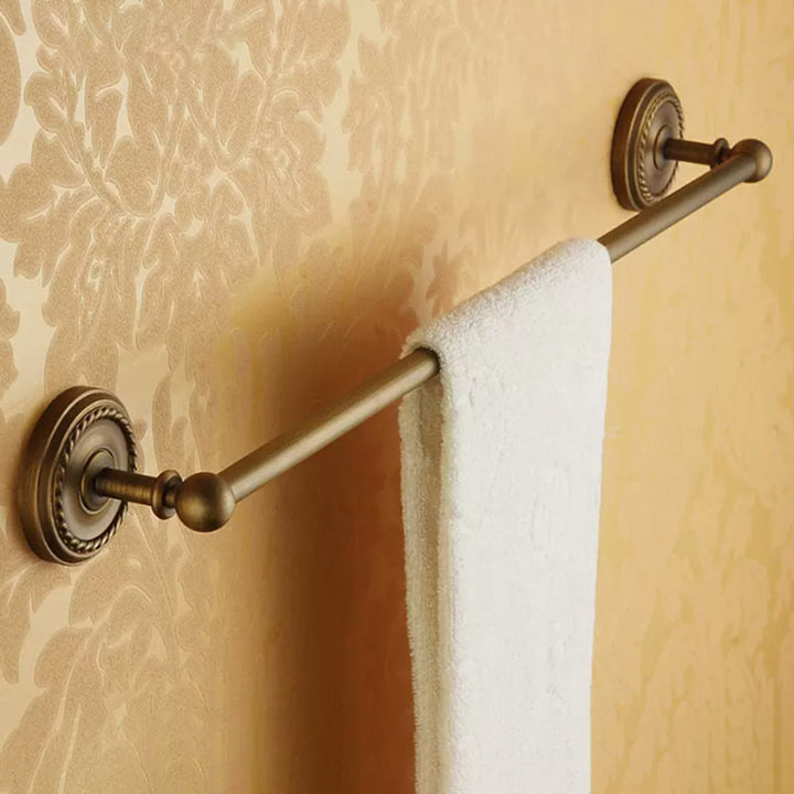 Kalsten | Worn Brass Traditional Bathroom Set with Bath Shelf/Paper Holder & Towel Bar