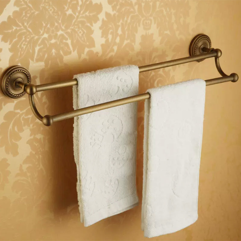 Kalsten | Worn Brass Traditional Bathroom Set with Bath Shelf/Paper Holder & Towel Bar