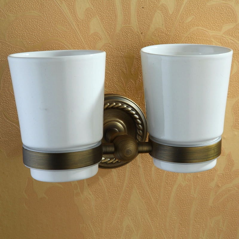 Kalsten | Worn Brass Traditional Bathroom Set with Bath Shelf/Paper Holder & Towel Bar