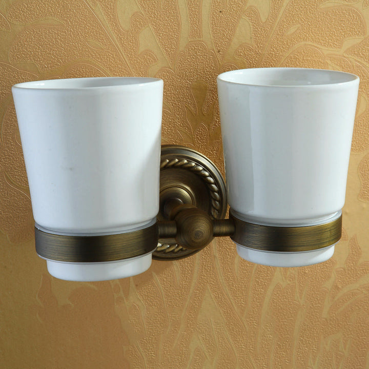 Kalsten | Worn Brass Traditional Bathroom Set with Bath Shelf/Paper Holder & Towel Bar