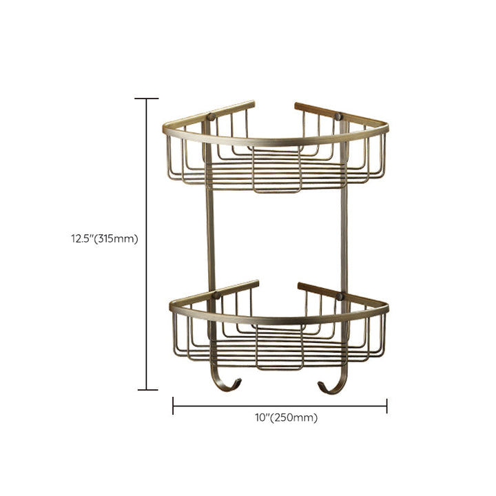 Kalsten | Worn Brass Traditional Bathroom Set with Bath Shelf/Paper Holder & Towel Bar