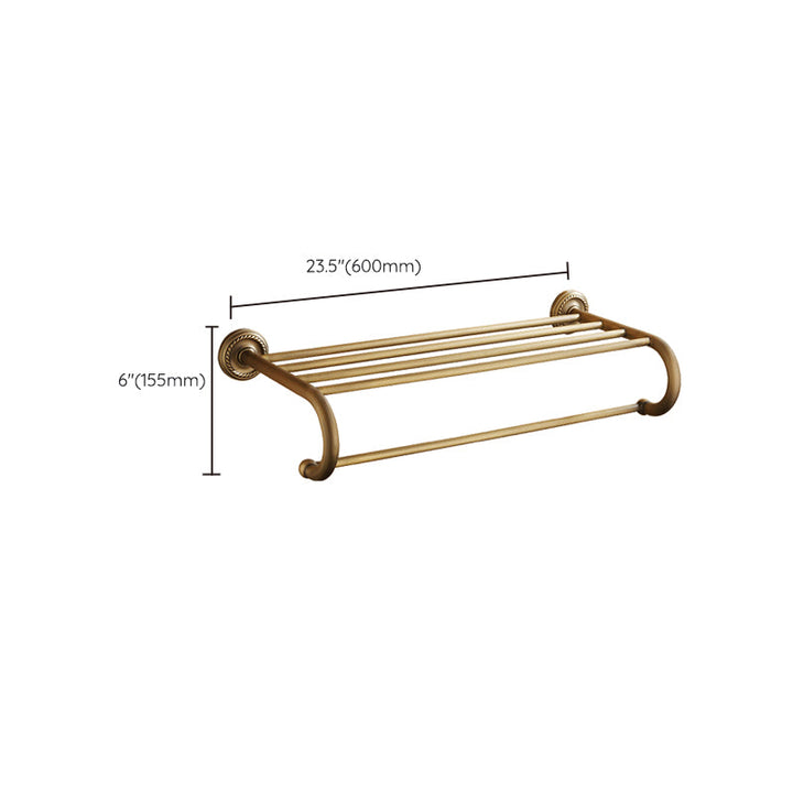 Kalsten | Worn Brass Traditional Bathroom Set with Bath Shelf/Paper Holder & Towel Bar