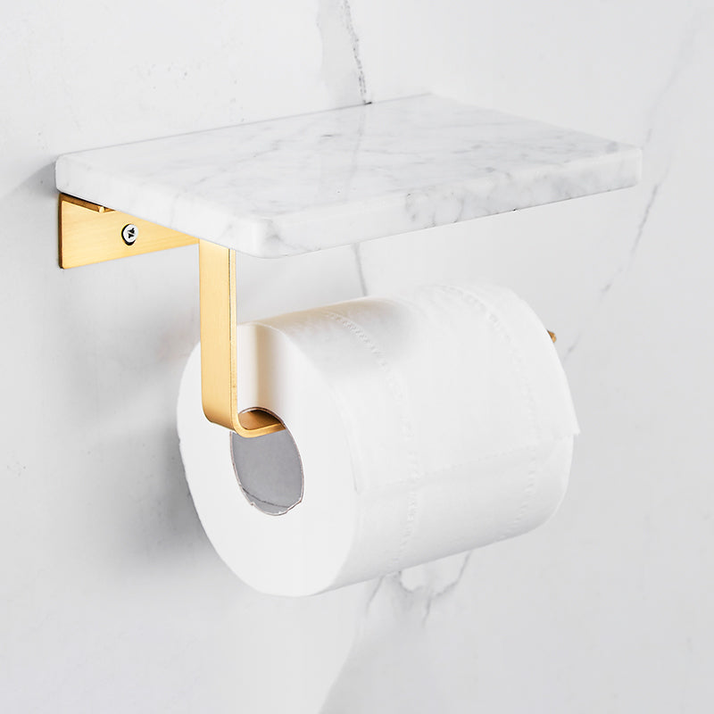 Kalsten | Brushed Brass Bathroom Accessory Set Metal & Marble Bathroom Hardware Set with Bathtub Shelf
