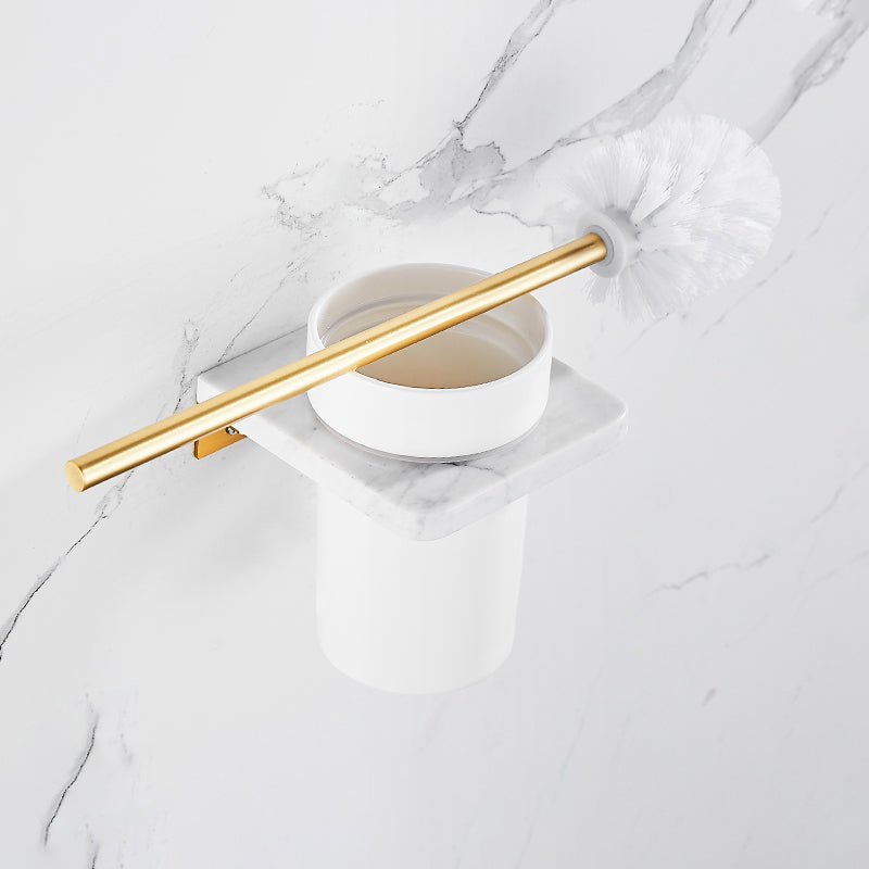 Kalsten | Brushed Brass Bathroom Accessory Set Metal & Marble Bathroom Hardware Set with Bathtub Shelf