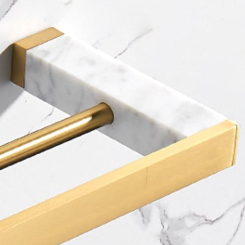 Kalsten | Brushed Brass Bathroom Accessory Set Metal & Marble Bathroom Hardware Set with Bathtub Shelf