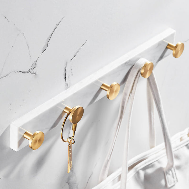 Kalsten | Brushed Brass Bathroom Accessory Set Metal & Marble Bathroom Hardware Set with Bathtub Shelf