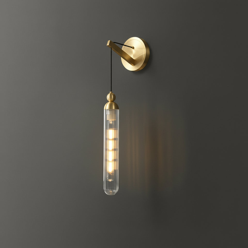 LED Wall Sconce – Minimalist Brass Glass Globe Pendant G9 (12x45cm) | Kalsten