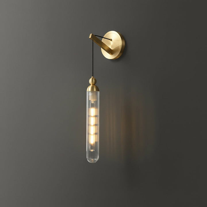 LED Wall Sconce – Minimalist Brass Glass Globe Pendant G9 (12x45cm) | Kalsten