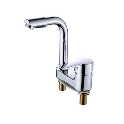 BowLift | Chrome Round Washbasin Faucet with Swivel Spout for the Bathroom