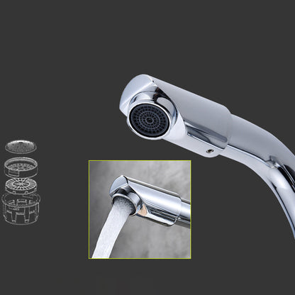 BowLift | Chrome Round Washbasin Faucet with Swivel Spout for the Bathroom