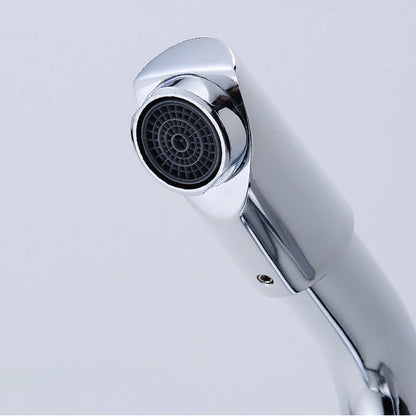 BowLift | Chrome Round Washbasin Faucet with Swivel Spout for the Bathroom