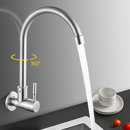BowLift | Modern Bridge Faucet 304 Stainless Steel Knob Handle Swivel Spout Wall Mounted Faucet
