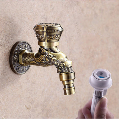 BowLift | Vintage Classic Basin Mixer Zinc Single Lever Dragon Engraving Wall Mounted Tap