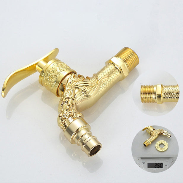 Skanto | Skanto Vintage Classic Faucet Water Lock Single Handle Dragon Engraving Wall Mounted Faucet