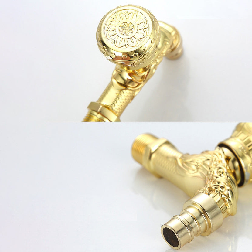 Skanto | Skanto Vintage Classic Faucet Water Lock Single Handle Dragon Engraving Wall Mounted Faucet