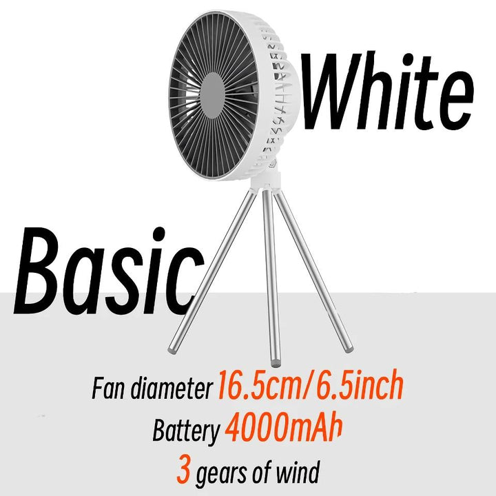 Rechargeable 10,000mAh Camping Fan with LED Lighting and Power Bank | Kalsten